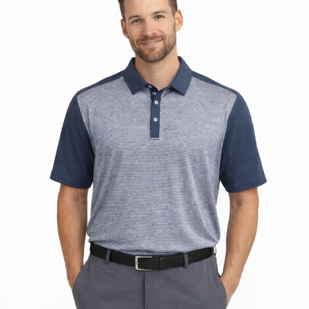 Adidas Climachill Polo Shirt Blue White Stripe Golf Polo Size 2XL Big & Tall